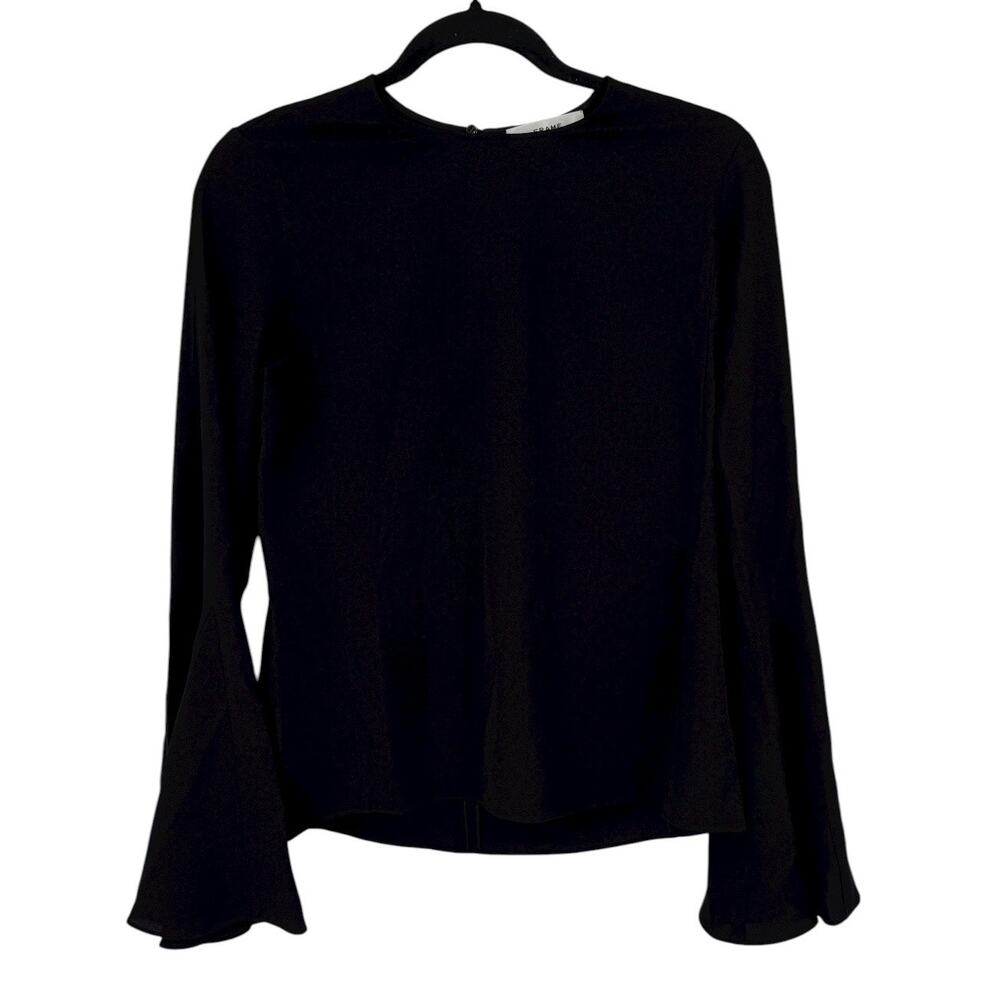 Frame long bell sleeve top blouse black size X-Small XS - Picture 2 of 9